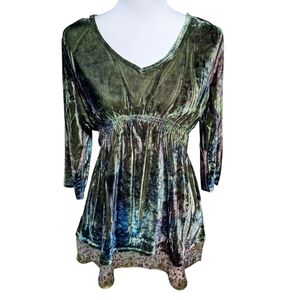 Velvet babydoll sequin lace hem goblin forest fairy grunge boho whimsigoth top